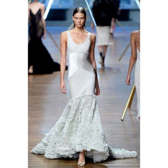 Jason Wu Gray Silk Sleeveless Long Maxi Mermaid Evening Ball Gown Dress Size 4 - Picture 4 of 12